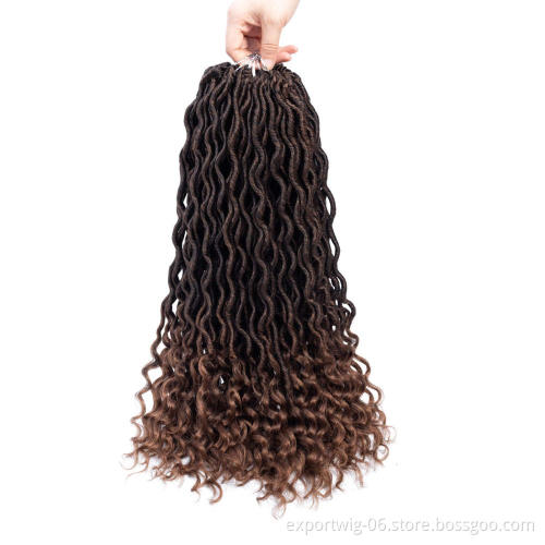 Faux Locs Crochet Hair Synthetic Goddess Braid Twist Crochet Hair Curly Ends Wavy Dreadlocks Crochet Braiding Hair